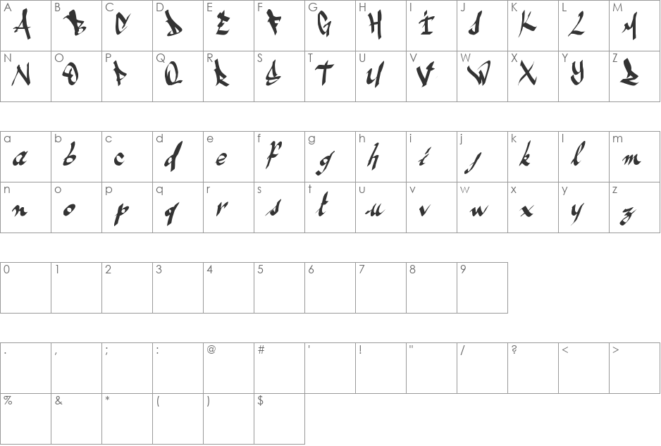 ameze'sfont font character map preview