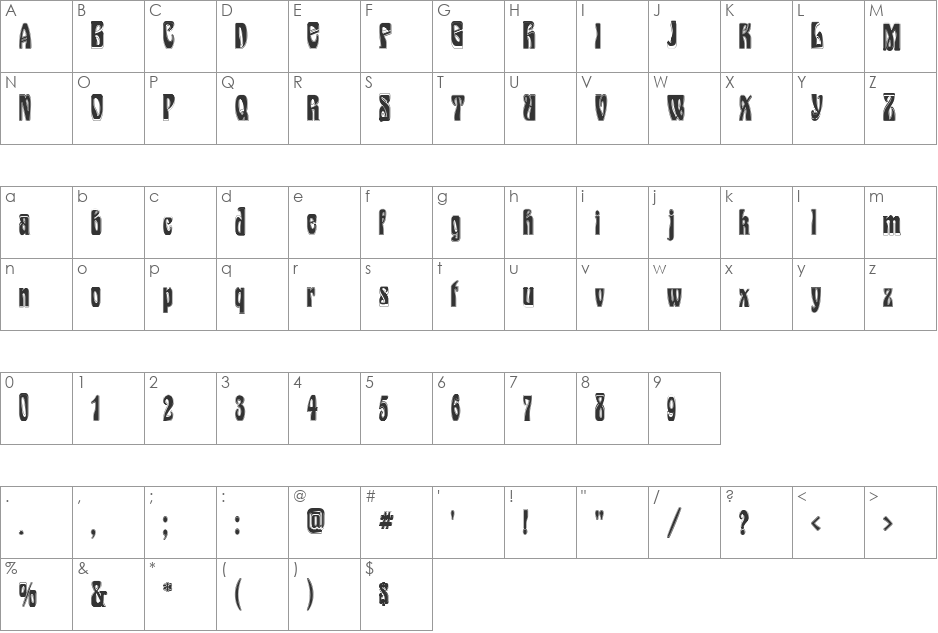 Epoque Inline font character map preview