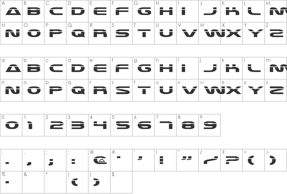 Equator font character map preview