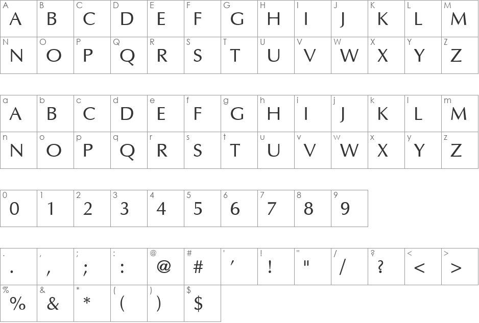 amh___11.ttf font character map preview