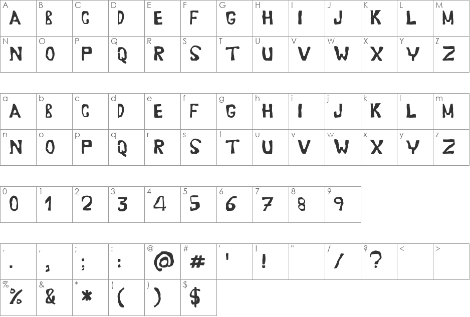Erasaur font character map preview