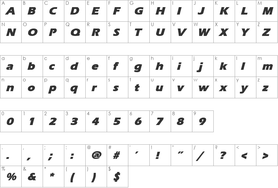Ergoe-Mild Black font character map preview