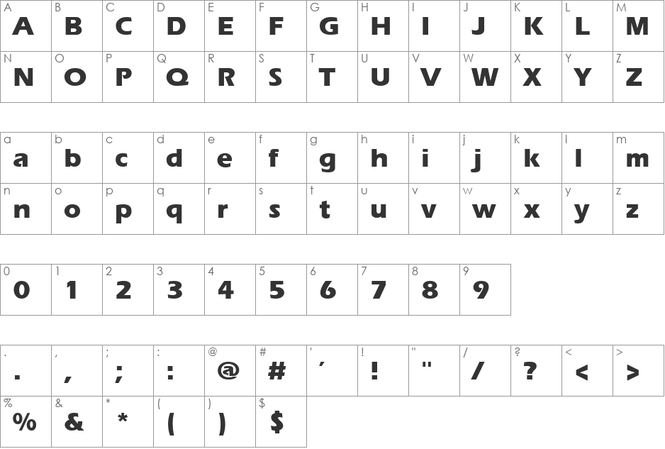 ErgoeExtrabold font character map preview