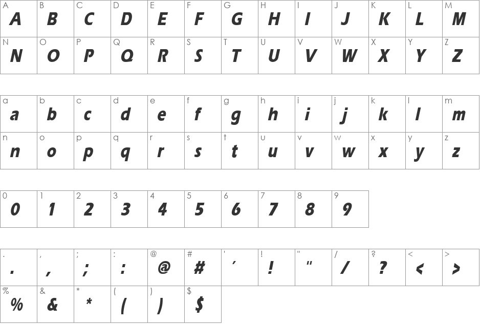 ErgoeExtraboldCond font character map preview