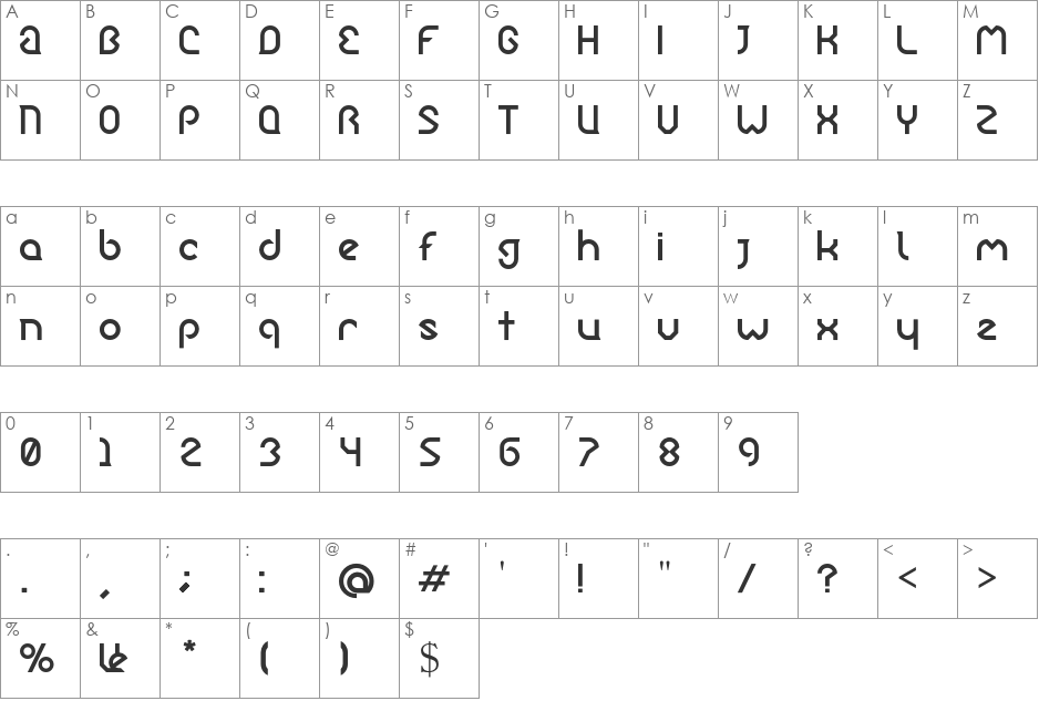Ergono font character map preview
