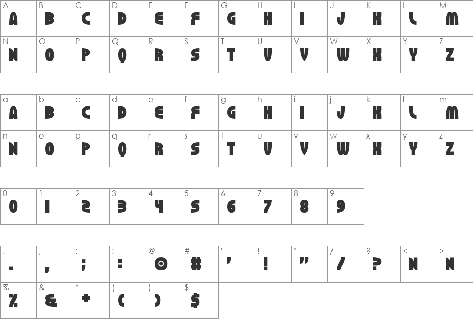 ERHANK font character map preview