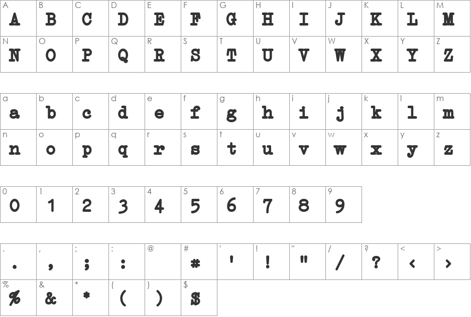 Erica Type font character map preview