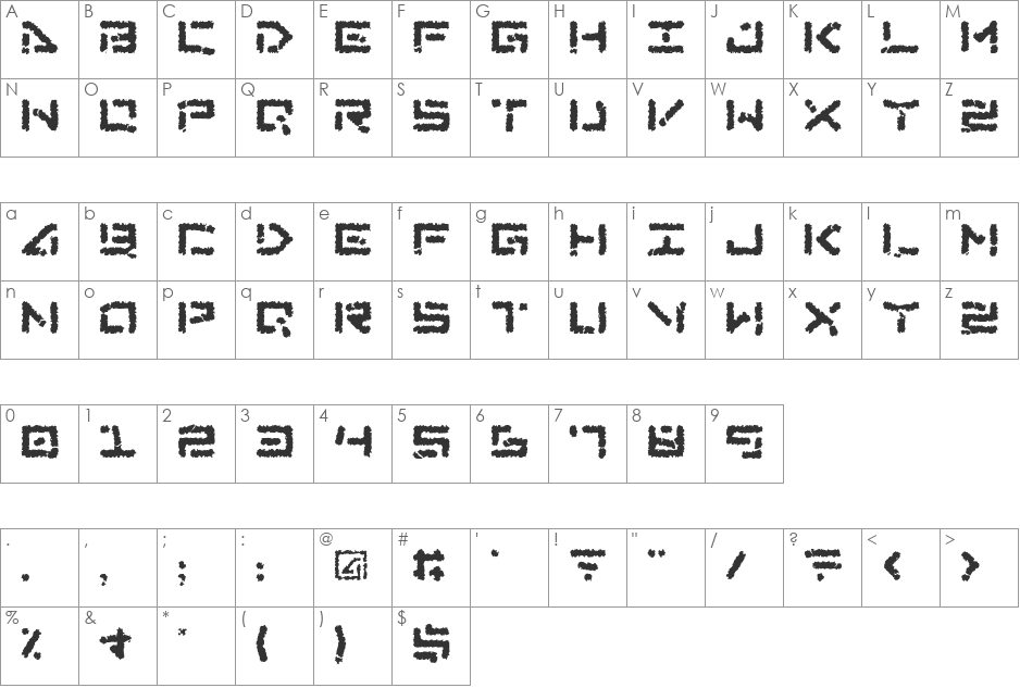 Abduction III font character map preview