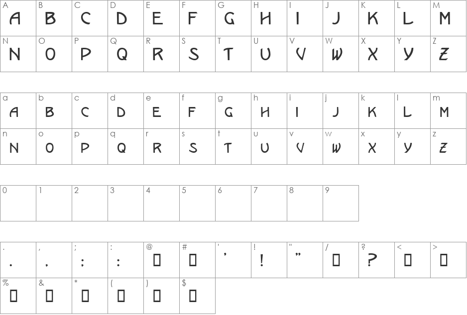 EricanSCapsSSK font character map preview