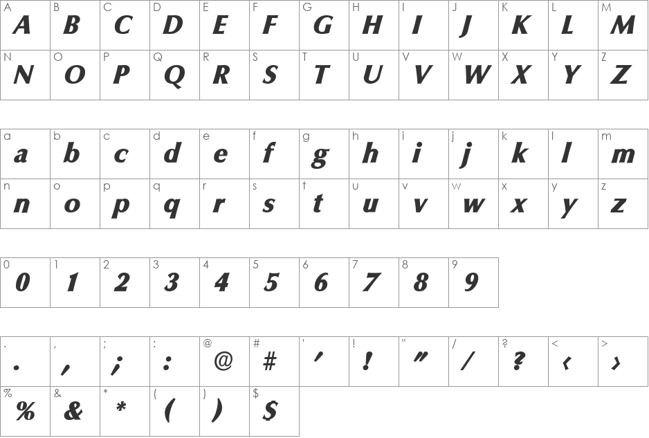 EricBecker-Heavy font character map preview