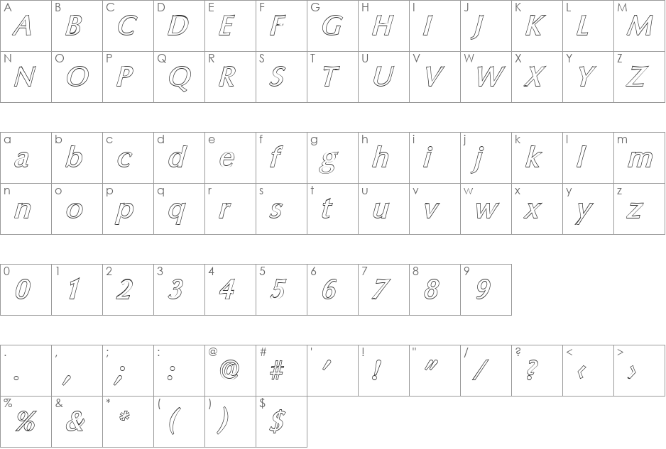 EricBeckerOutline-Medium font character map preview