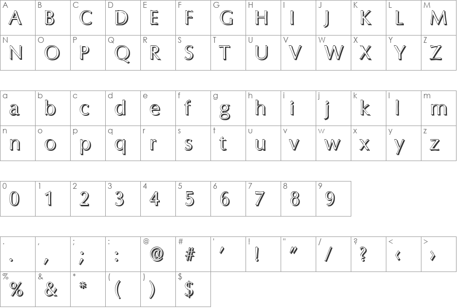 EricBeckerShadow-Light font character map preview