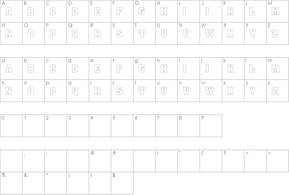 Amin_HurgadaOutline font character map preview