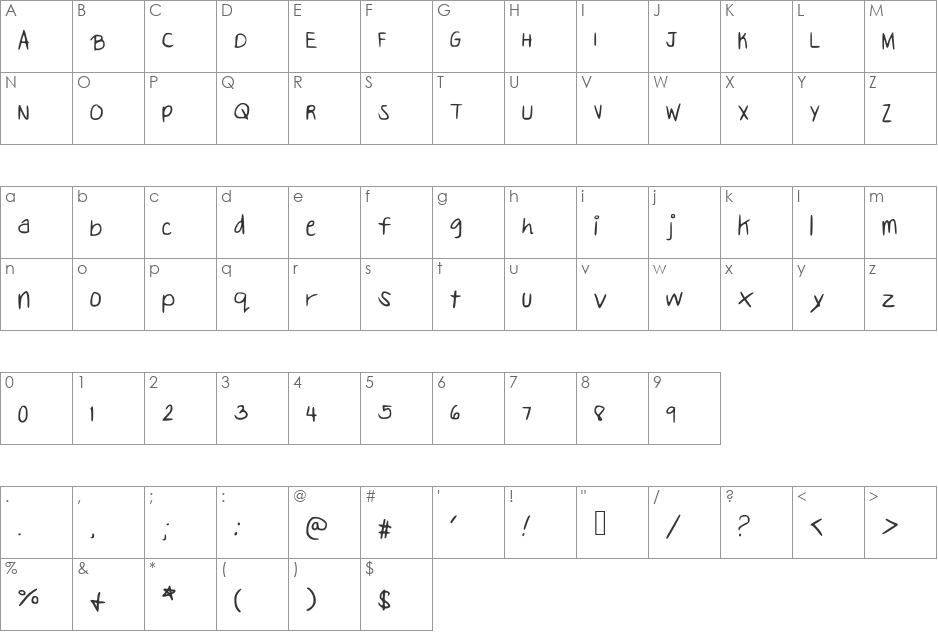 ErikaGolez font character map preview