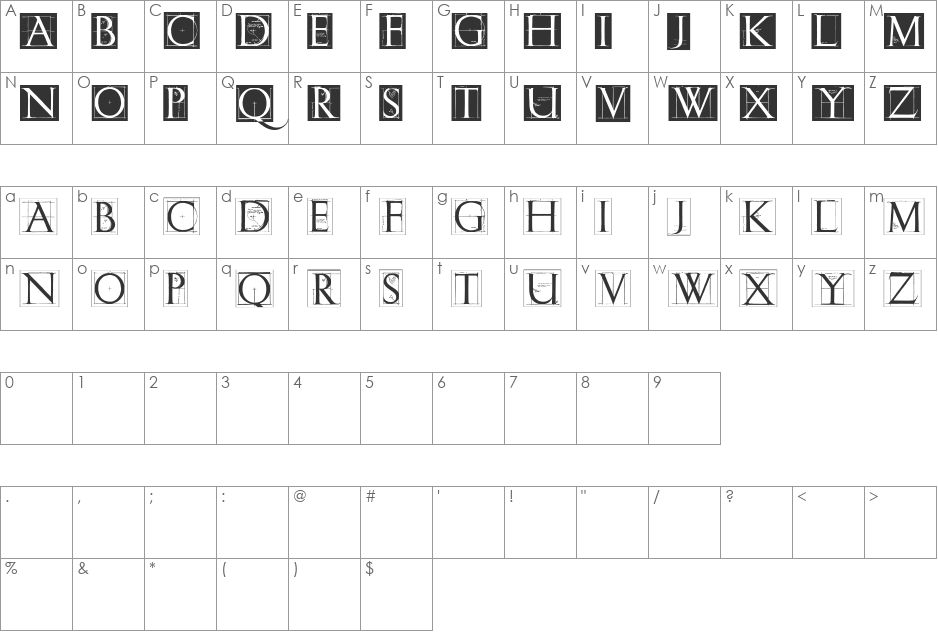 ErikGCapsSketches font character map preview