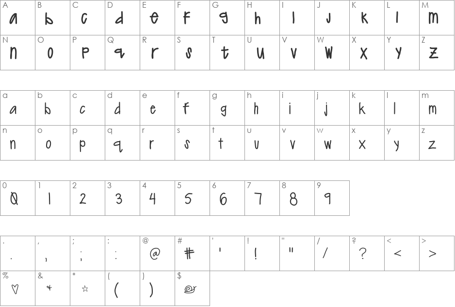 erinregular font character map preview
