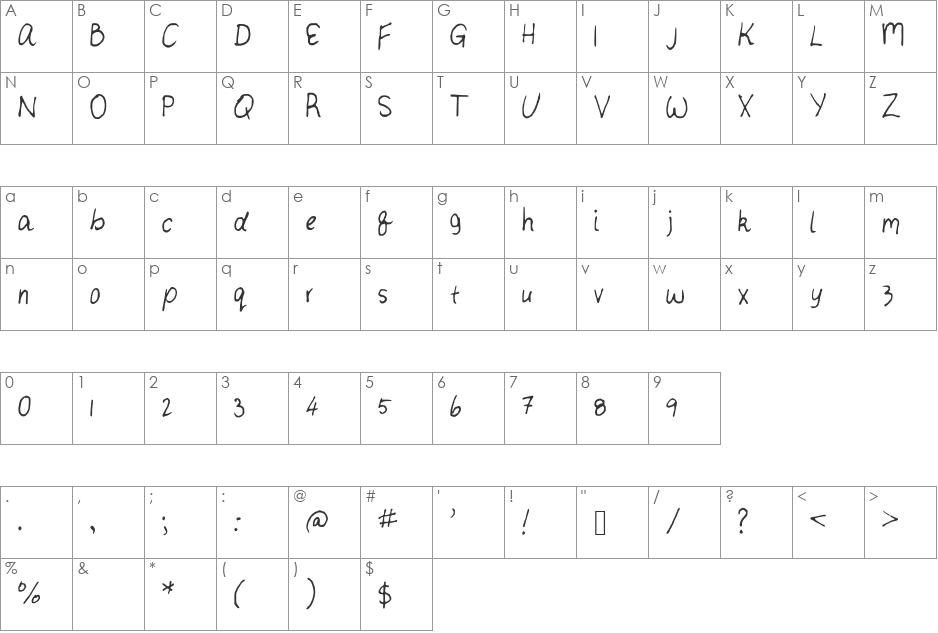 ErinsFont font character map preview