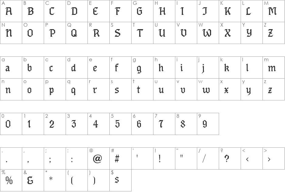 Eros Text font character map preview