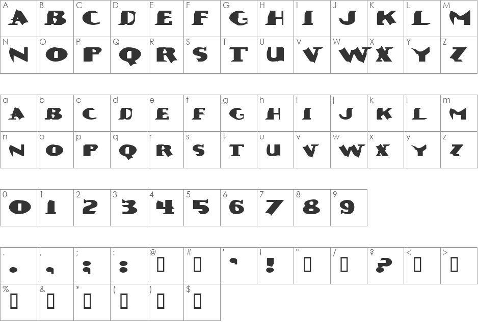 ErosionExtended font character map preview