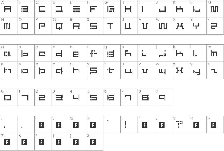 ERRO9 font character map preview
