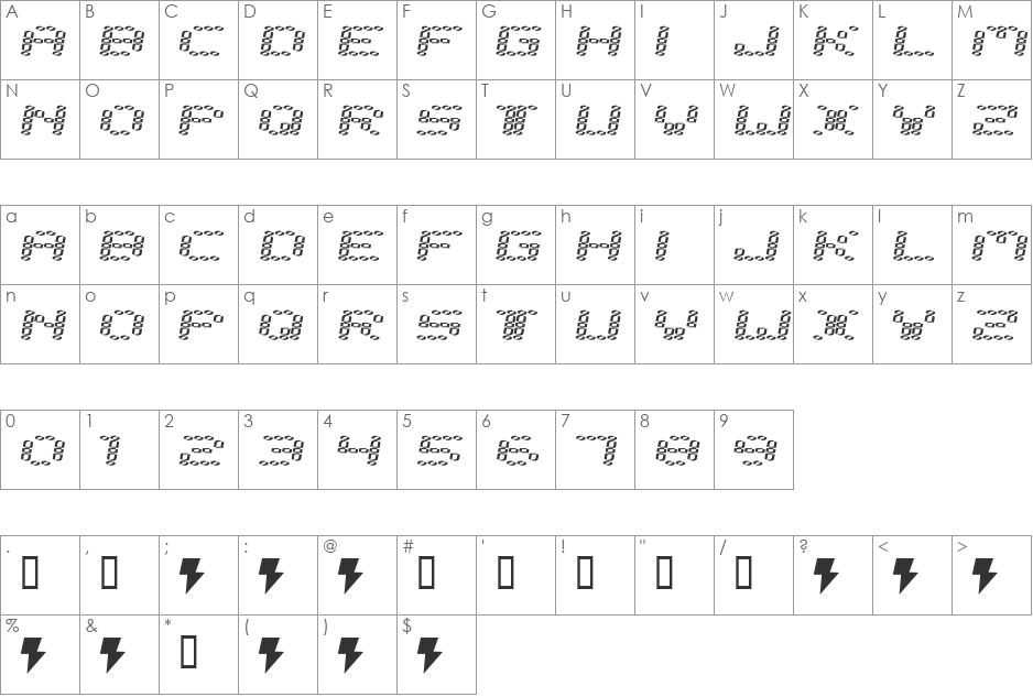 error 2000 font character map preview
