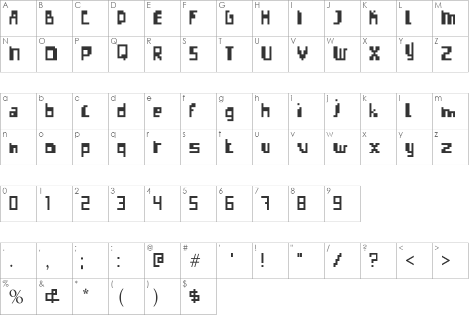 Errorize font character map preview