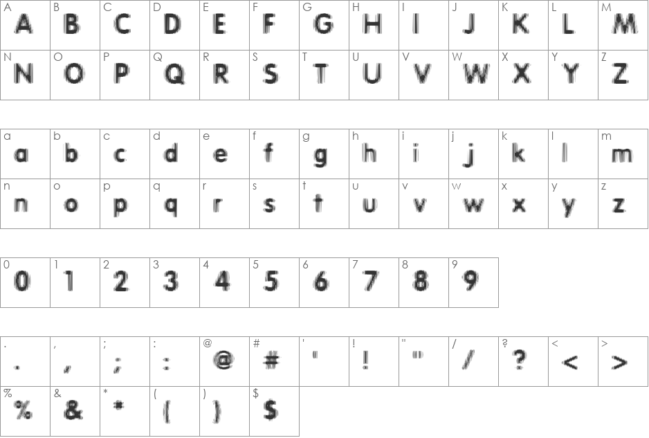 Erthqake font character map preview