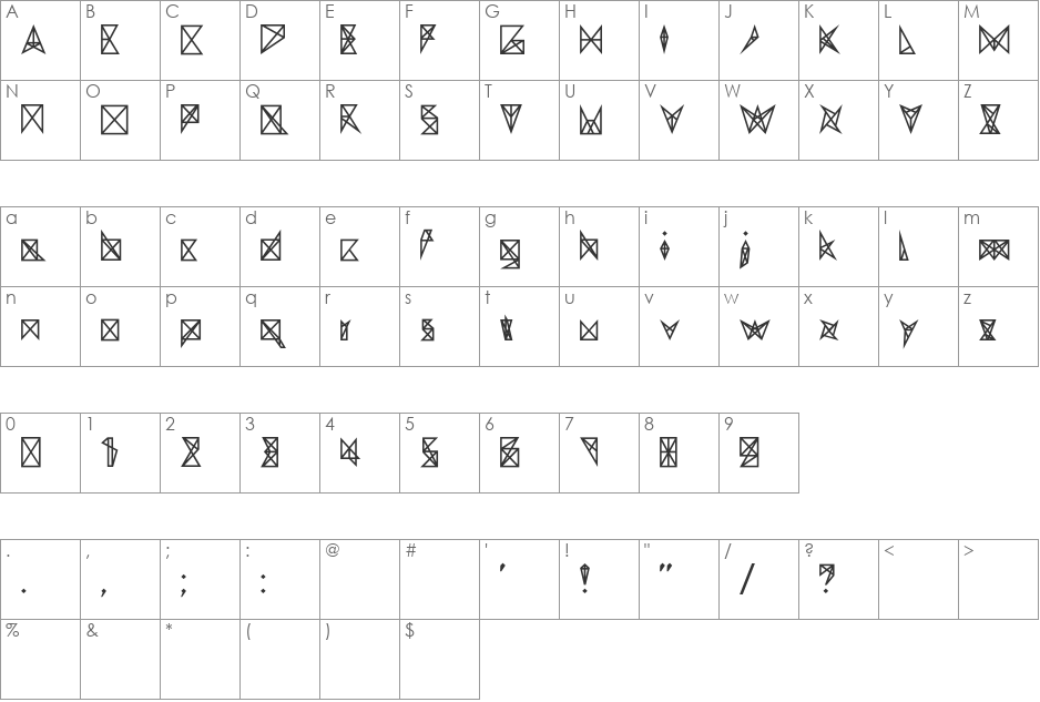 Amit font character map preview