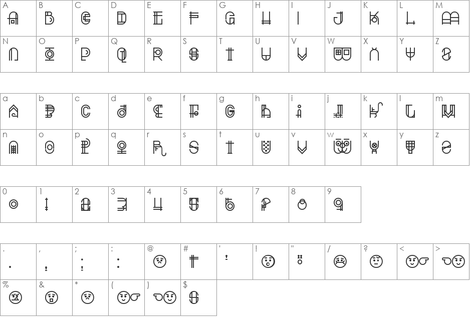 Escalatio font character map preview