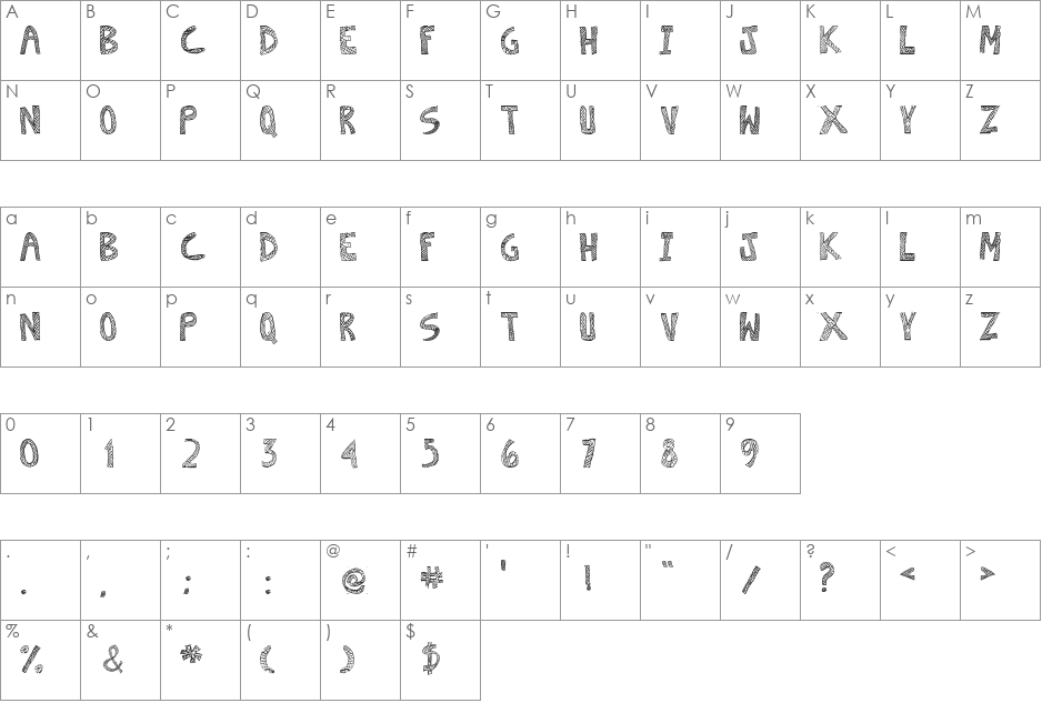Escaned font character map preview
