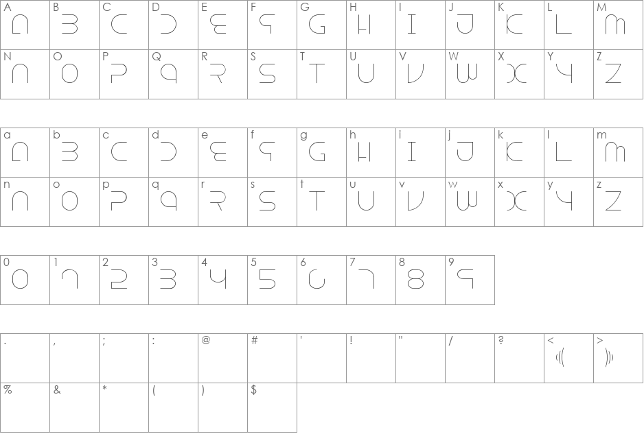 Escape font character map preview