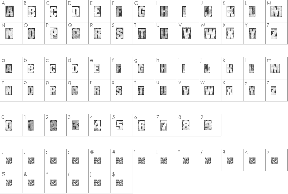 EscapeGreat font character map preview