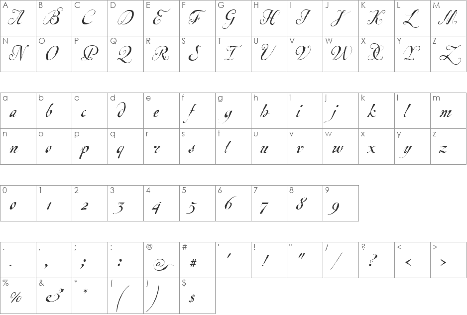 Escrita Principal font character map preview