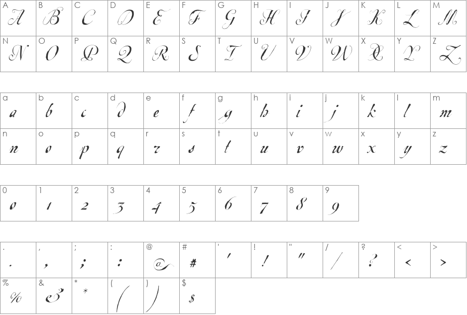 EscritaPrincipal font character map preview