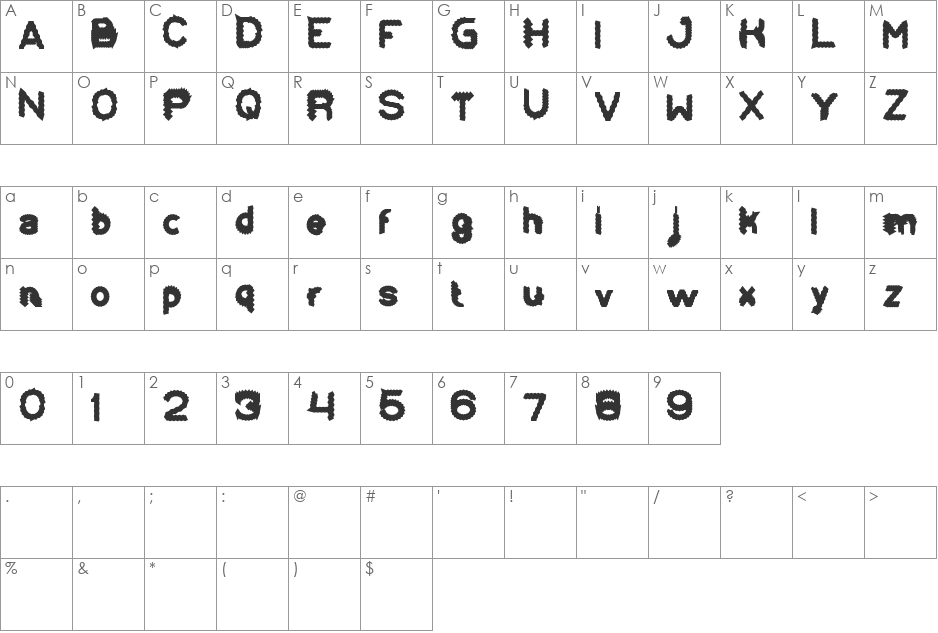 Eskimo and Polar Bear font character map preview