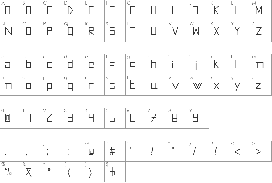 AMOceanus font character map preview