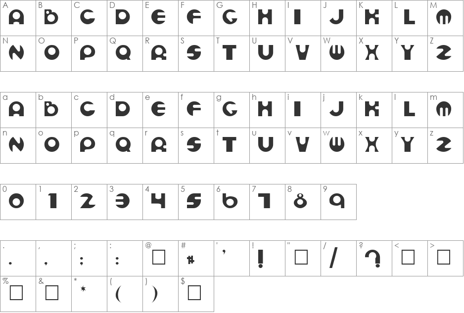 ESMOND font character map preview