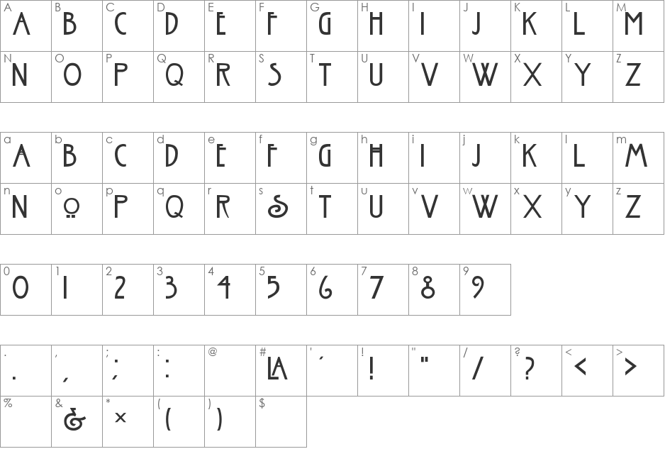 Esmount font character map preview
