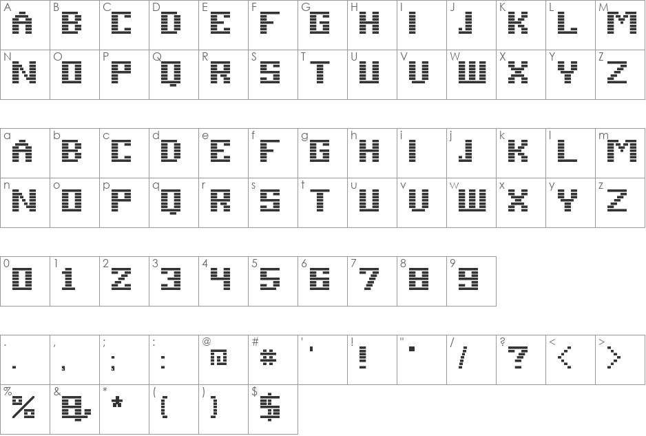 Esper font character map preview