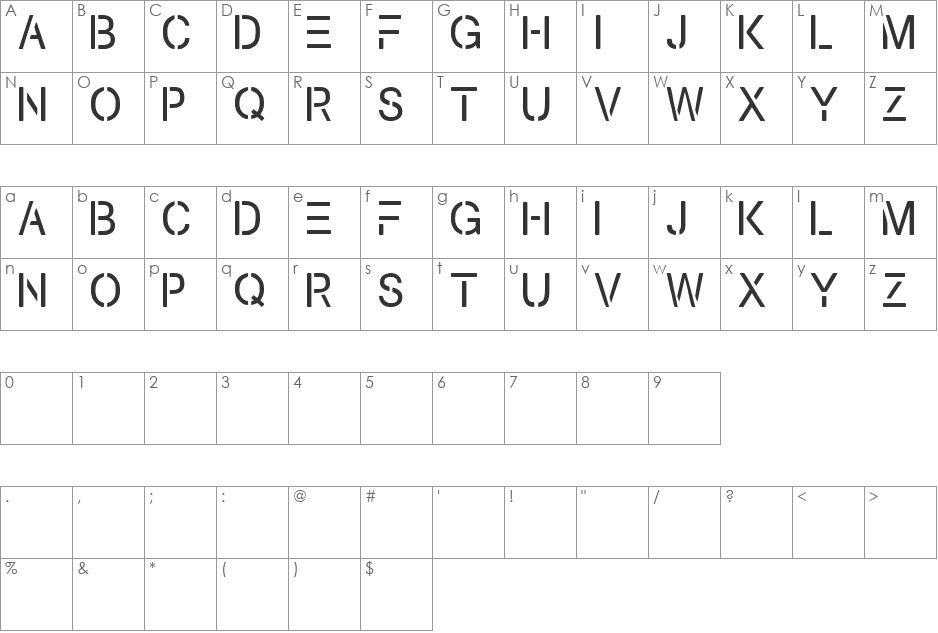 Espirit font character map preview