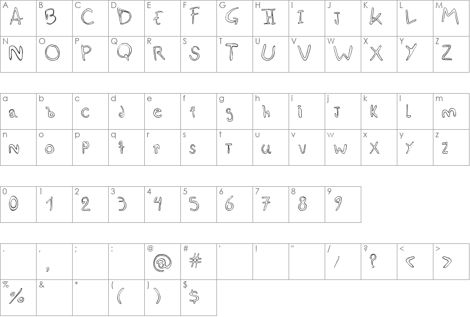 esquiso font character map preview