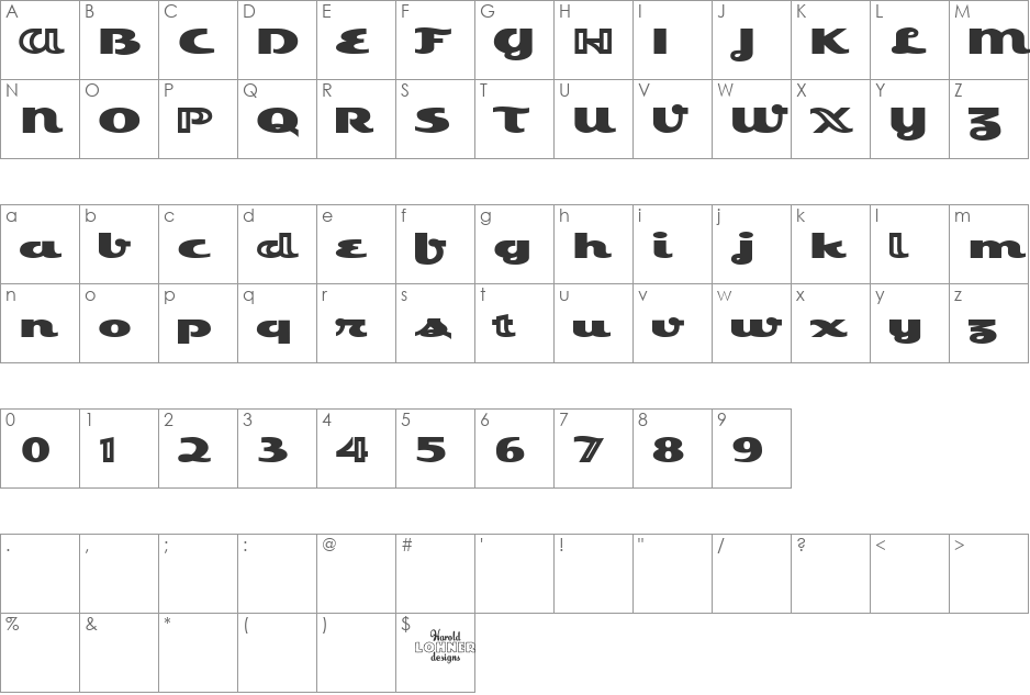 Esquivel font character map preview