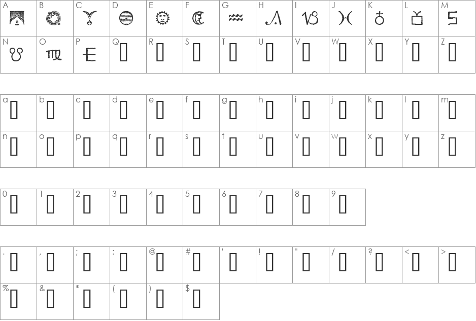 Essene Dingbats font character map preview