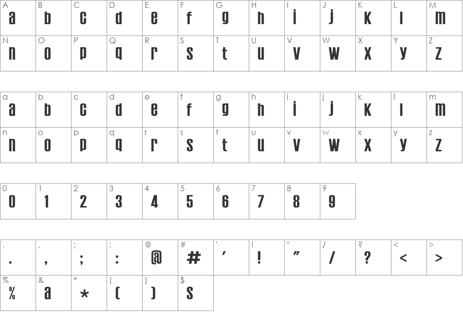 Establo font character map preview