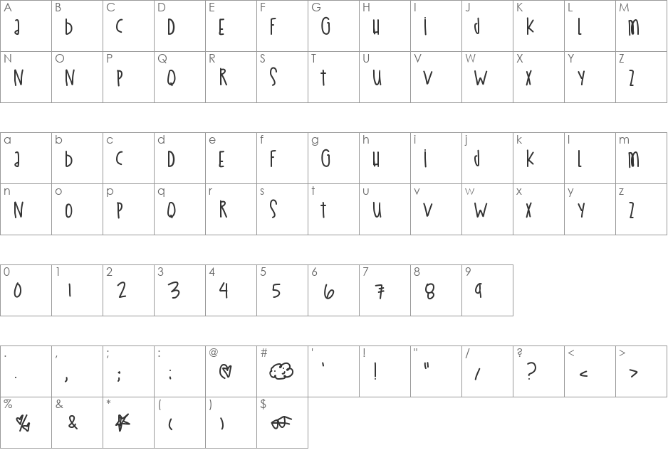 EstaNoche font character map preview