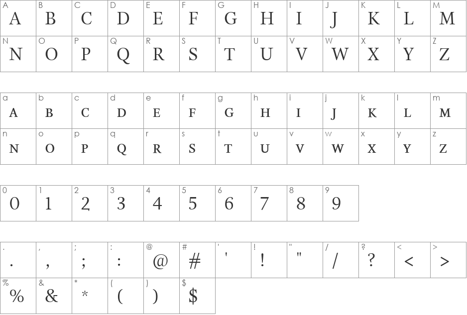 EstaSmallCaps font character map preview