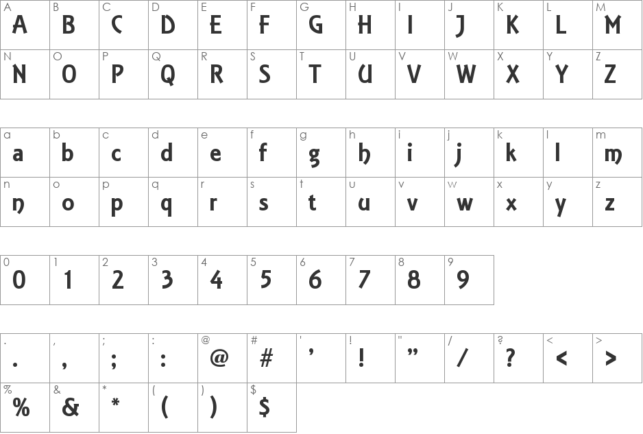 Estelle font character map preview
