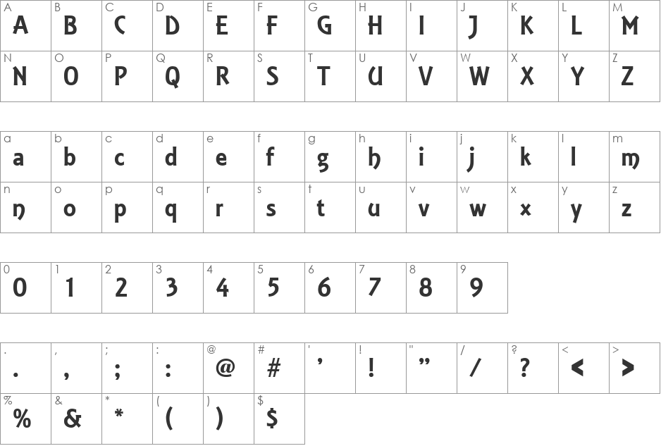 Estelle font character map preview