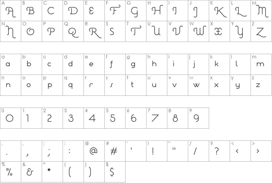 EstiloScript font character map preview