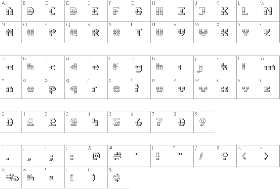 Estrogen-Wall font character map preview